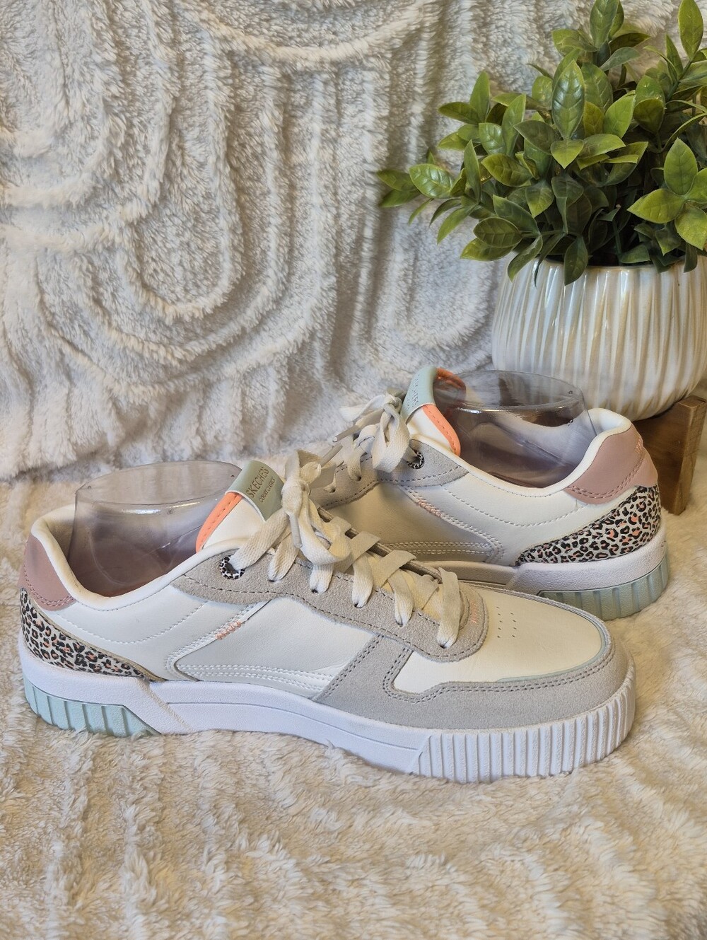 Skechers Court Classics Jade Sneakers Feline Instinct Animal Print Lace Up Sz 9 - Picture 11 of 14